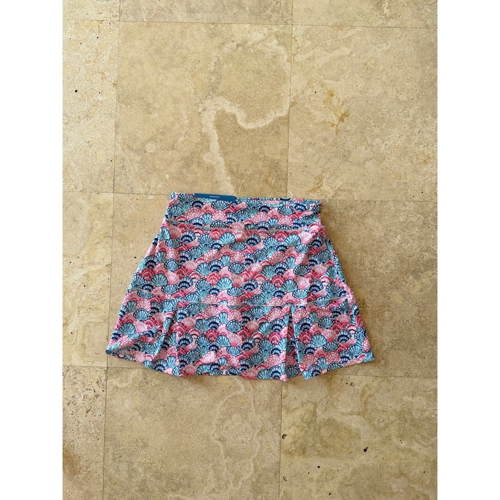 Reel Legends Reel-Tec Shell Print Performance Skort Pink Blue UPF 50 S Coastal - Picture 2 of 5